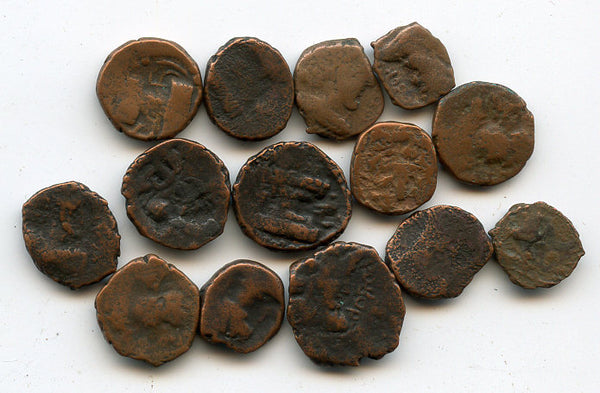Lot of 14 various Kushano-Sassanian drachms, 200-400 AD