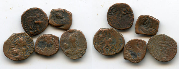 Lot of 5 various Kushano-Sassanian drachms, 200-400 AD - rare types!