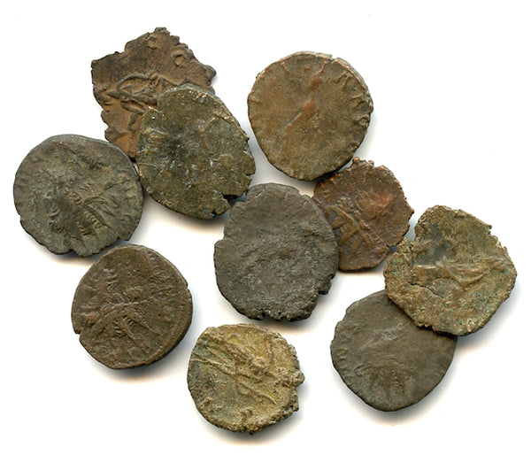 Lot of 10 various Gallo-Roman bronze antoniniani, 268-273 AD
