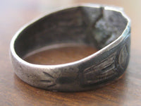 RRR Kievan Rus silver finger ring w/niello inlay, c.10th-11th century AD