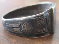 RRR Kievan Rus silver finger ring w/niello inlay, c.10th-11th century AD