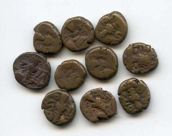 Lot of 10-different bronze staters of various Kashmir rulers, 9th-12th century AD, India