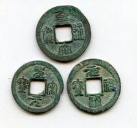 Lot of 3 unsorted 1-cash coins, Northern Song dynasty (960-1127 AD), China