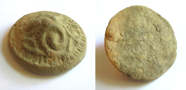 Ceremonial clay "gold cake" money, Western Han dynasty, c.206 BC-9 AD, China