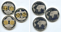 Lot of 3 different huge medals from the "most popular billion coins" series, early 2000's