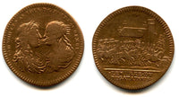 Nice copper token (AE25) of Louis XIV (1643-1715) and his wife Maria Theresa, France - undated "royal procession" type