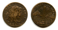 Nice brass token (AE25) of Louis XIV (1643-1715) and his wife Maria Theresa, France - Undated "triumphs" type with jugate busts