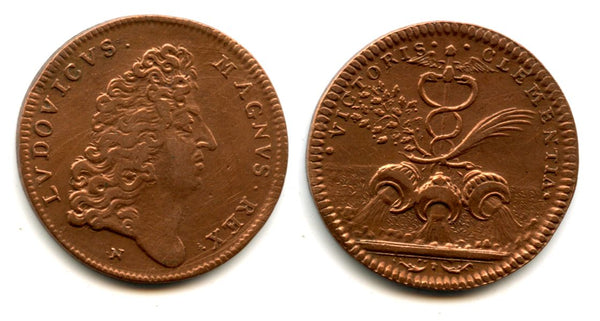 Nice copper token (AE25) of Louis XIV (1643-1715), France - "caduceus" type
