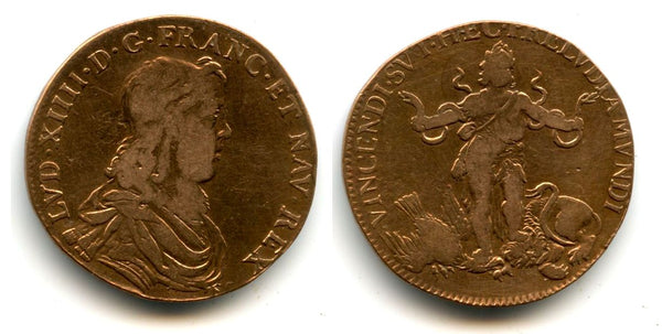 Nice brass token (AE28) of Louis XIV (1643-1715), France