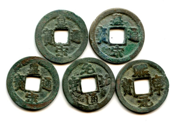 960-1127 AD - Northern Song dynasty (960-1127), lot of 5 nicer bronze cash of different Emperors, China