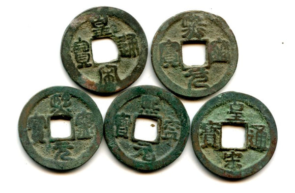 960-1127 AD - Northern Song dynasty (960-1127), lot of 5 nicer bronze cash of different Emperors, China