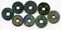 Lot of 8 various ancient and medieval Japanese and Vietnamese coins, 10th-20th century AD