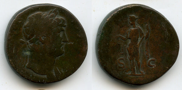 Bronze sestertius of Hadrian (117-138 CE), Roman Empire