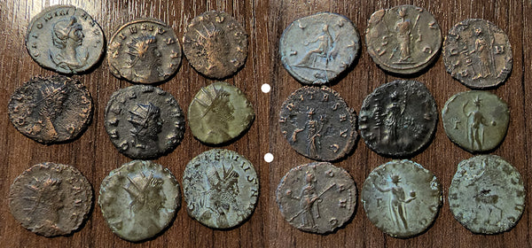 Lot of 9 various antoniniani of Gallienus (253-268 AD), Roman Empire