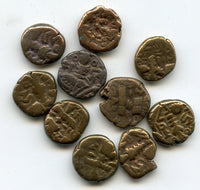 Lot of 10 thick bronze staters, c.1000-1100, Kashmir Kingdom, India