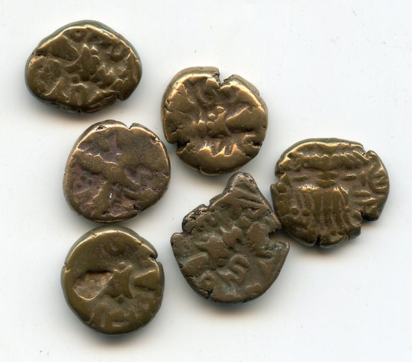 Lot of 6 thick bronze staters, c.1000-1100, Kashmir Kingdom, India